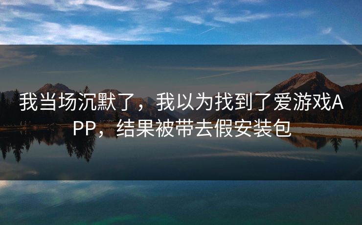我当场沉默了，我以为找到了爱游戏APP，结果被带去假安装包