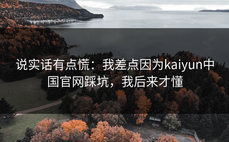 说实话有点慌：我差点因为kaiyun中国官网踩坑，我后来才懂